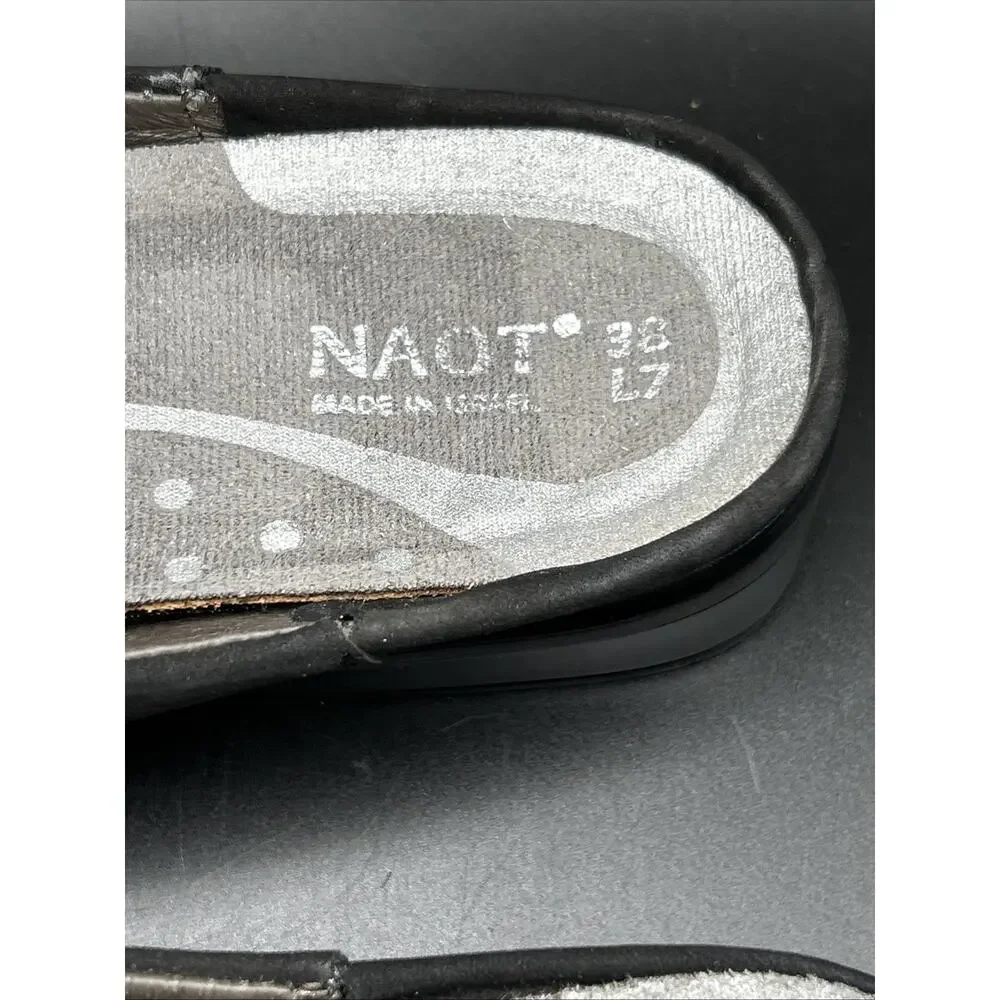 NAOT Women’s 7.5 Lodos Dressy Black Slip-On Leather Mules Women's EU 38